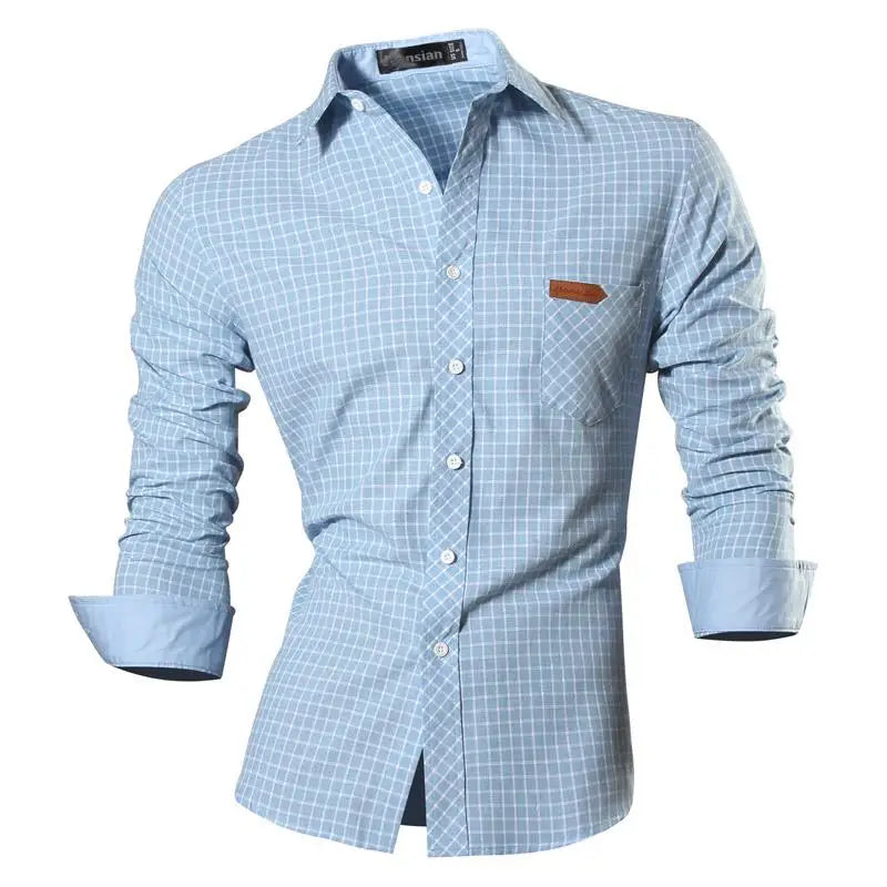Jeansian Men's Casual Dress Shirts Fashion Desinger Stylish Long Sleeve K371 Black2