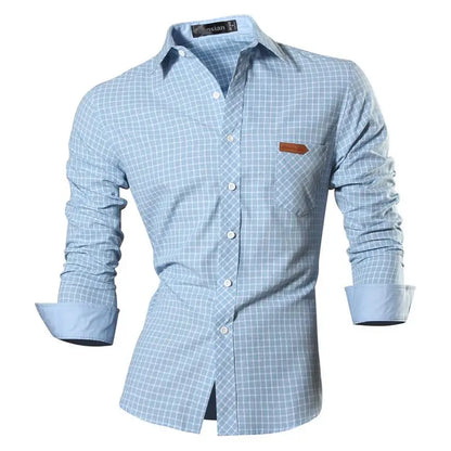 Jeansian Men's Casual Dress Shirts Fashion Desinger Stylish Long Sleeve K371 Black2