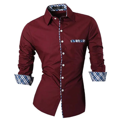 Jeansian Men's Casual Dress Shirts Fashion Desinger Stylish Long Sleeve K371 Black2