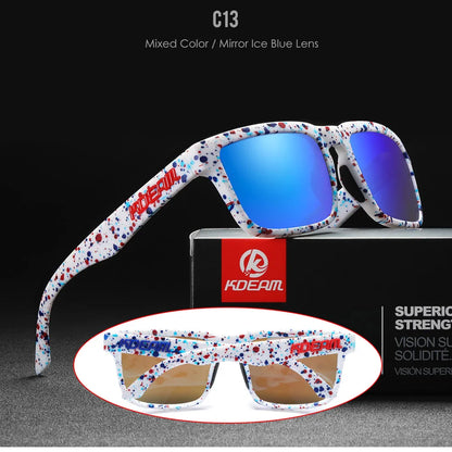 KDEAM Square Men's Polarized Sunglasses Outdoors Lifestyle Coating Sun Glasses New Matching Colors With Box