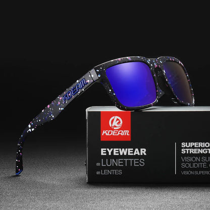 KDEAM Square Men's Polarized Sunglasses Outdoors Lifestyle Coating Sun Glasses New Matching Colors With Box