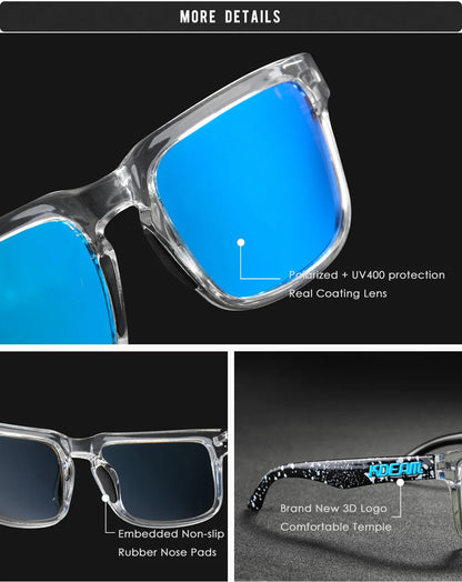 KDEAM Square Men's Polarized Sunglasses Outdoors Lifestyle Coating Sun Glasses New Matching Colors With Box
