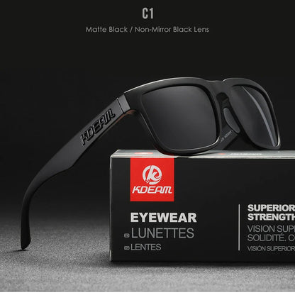 KDEAM Square Men's Polarized Sunglasses Outdoors Lifestyle Coating Sun Glasses New Matching Colors With Box