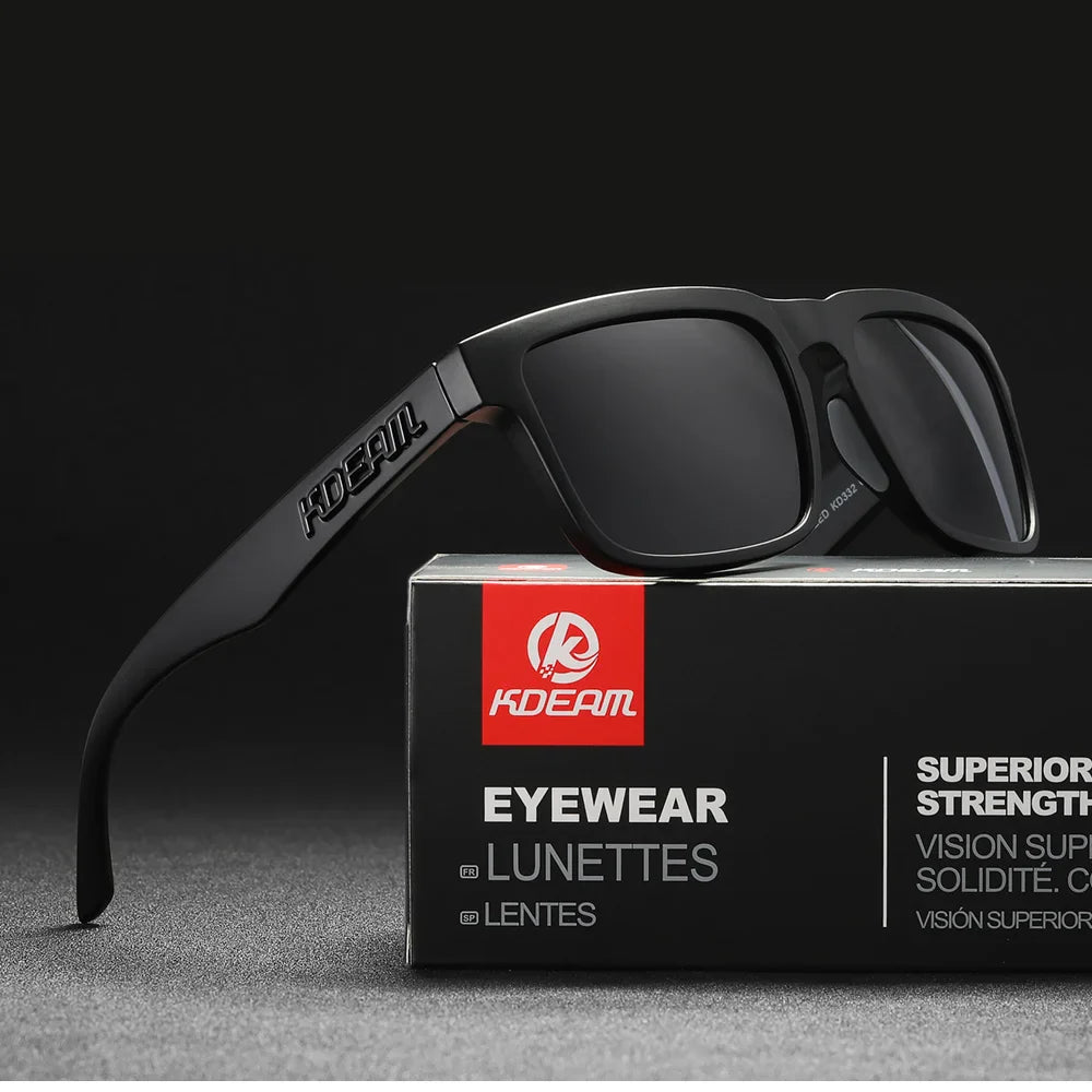 KDEAM Square Men's Polarized Sunglasses Outdoors Lifestyle Coating Sun Glasses New Matching Colors With Box