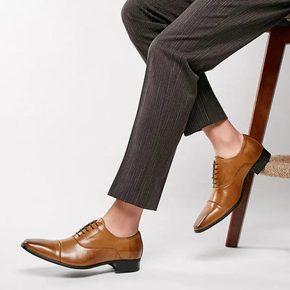 2025 Business New Fashion Men Dress Shoes Leather Men Wedding Oxford Shoes Lace-Up Office Suit Men's Casual Shoes Luxury Formal