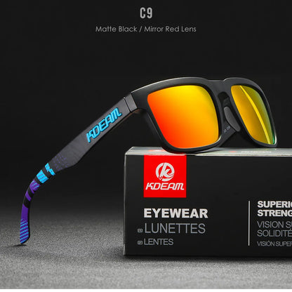 KDEAM Square Men's Polarized Sunglasses Outdoors Lifestyle Coating Sun Glasses New Matching Colors With Box