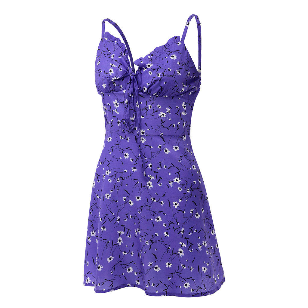 Sexy Sheath Floral Print Suspender Dresses For Women's Ladies Thin Straped Boycon off Shoulder Mini Dress Casual Daily Wear
