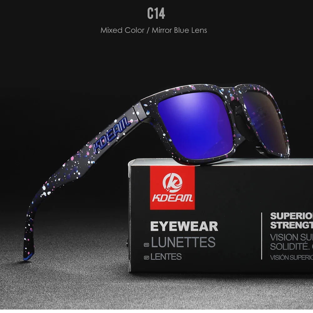 KDEAM Square Men's Polarized Sunglasses Outdoors Lifestyle Coating Sun Glasses New Matching Colors With Box