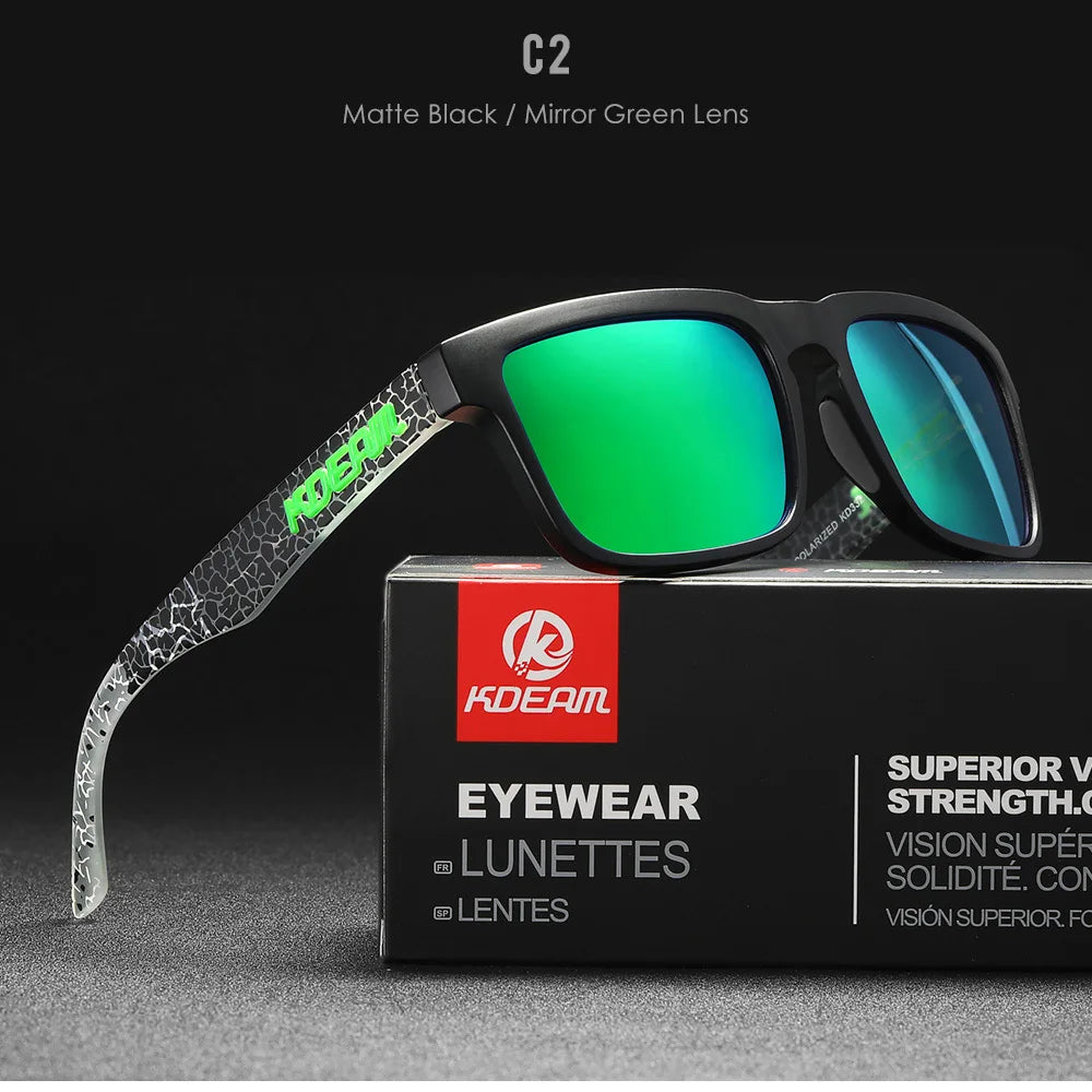 KDEAM Square Men's Polarized Sunglasses Outdoors Lifestyle Coating Sun Glasses New Matching Colors With Box