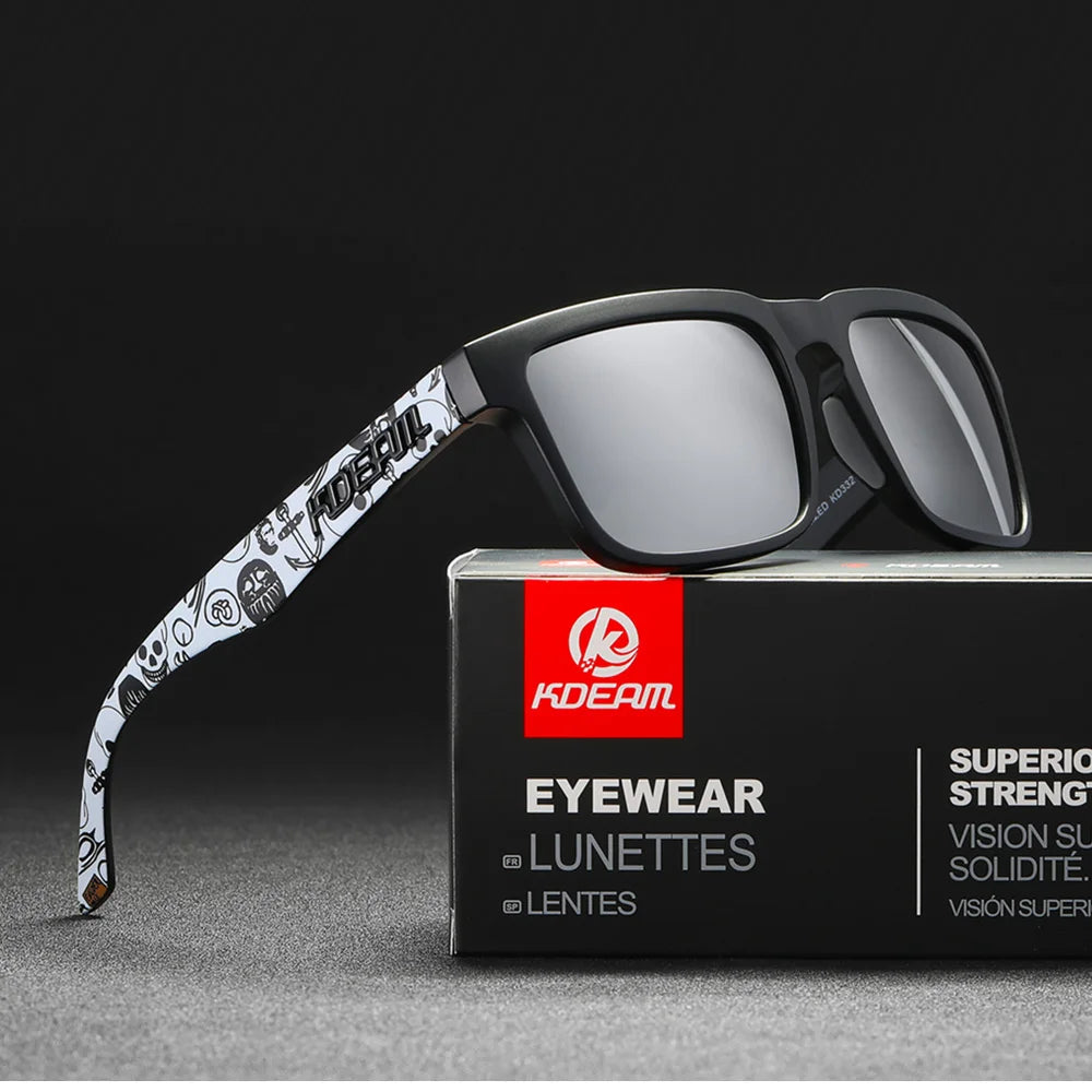 KDEAM Square Men's Polarized Sunglasses Outdoors Lifestyle Coating Sun Glasses New Matching Colors With Box