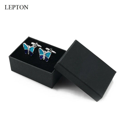 Mens high quality crystal cuff links wedding groom gifts for Free shipping blue butterfly Cufflinks  Man shirt cuffs cufflink