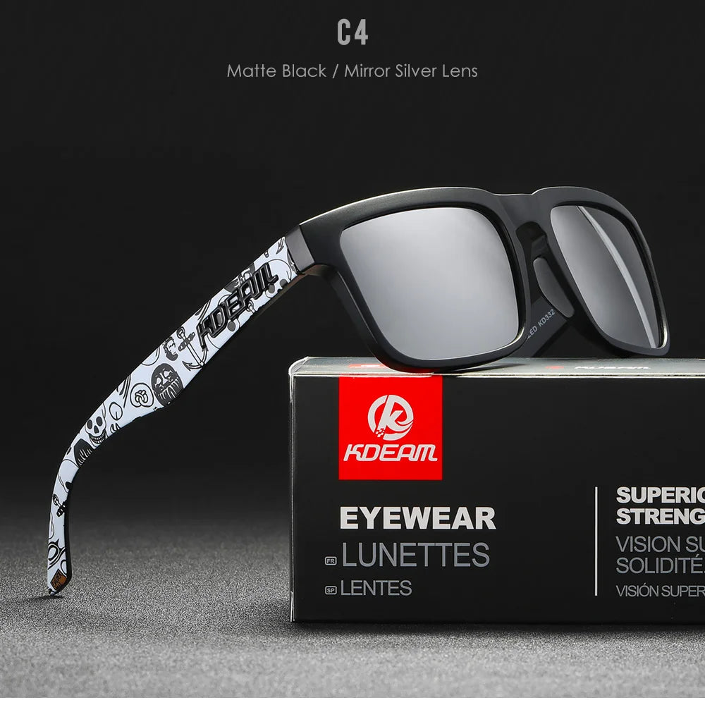 KDEAM Square Men's Polarized Sunglasses Outdoors Lifestyle Coating Sun Glasses New Matching Colors With Box