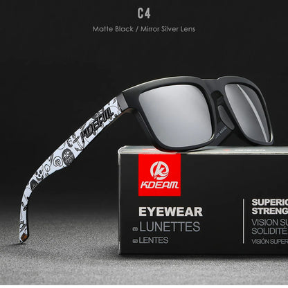 KDEAM Square Men's Polarized Sunglasses Outdoors Lifestyle Coating Sun Glasses New Matching Colors With Box