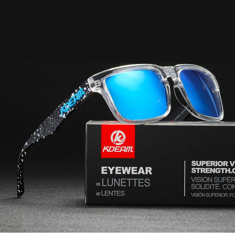 KDEAM Square Men's Polarized Sunglasses Outdoors Lifestyle Coating Sun Glasses New Matching Colors With Box