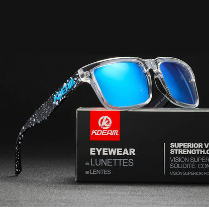 KDEAM Square Men's Polarized Sunglasses Outdoors Lifestyle Coating Sun Glasses New Matching Colors With Box