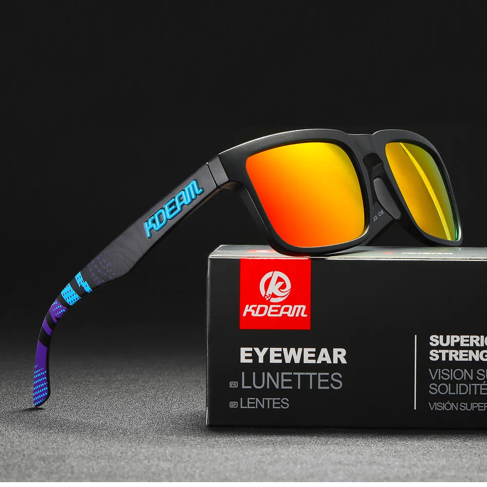 KDEAM Square Men's Polarized Sunglasses Outdoors Lifestyle Coating Sun Glasses New Matching Colors With Box