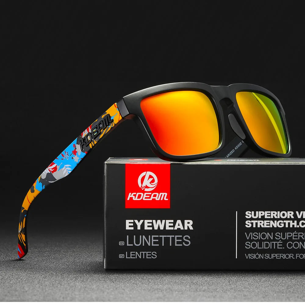 KDEAM Square Men's Polarized Sunglasses Outdoors Lifestyle Coating Sun Glasses New Matching Colors With Box