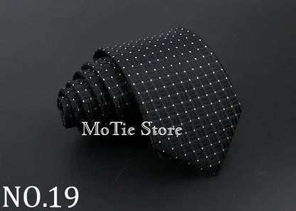 Classic Tie For Men Business Solid Color Stripe Plaid Dots 7cm Jacquard Wedding Dress Necktie Daily Wear Cravat Accessories Gift
