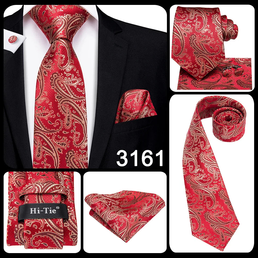 Hi-Tie 8.5cm Business Black Solid Paisley 100% Silk Men's Tie Neck Strip Ties for Men Formal Luxury Wedding Neckties Gravatas
