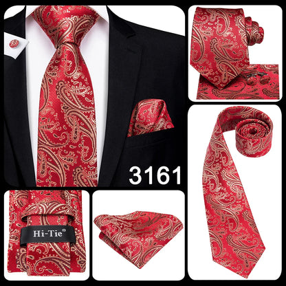Hi-Tie 8.5cm Business Black Solid Paisley 100% Silk Men's Tie Neck Strip Ties for Men Formal Luxury Wedding Neckties Gravatas
