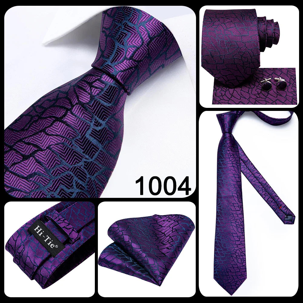 Hi-Tie Light Purple Solid Silk Wedding Tie For Men Quality Hanky Cufflink Gift Necktie Set Fashion Novelty Designer Dropshipping