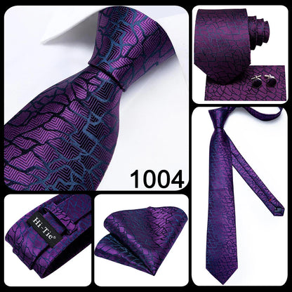 Hi-Tie Light Purple Solid Silk Wedding Tie For Men Quality Hanky Cufflink Gift Necktie Set Fashion Novelty Designer Dropshipping