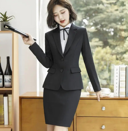 NAVIU New Fashion 2 Pieces Set Women Pant Suit Slim Work Wear Office Ladies Long Sleeve Blazer and Trousers Outfits
