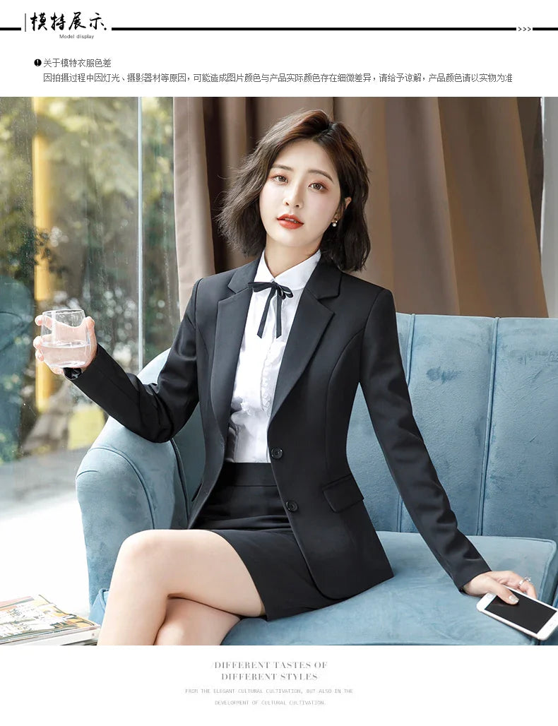NAVIU New Fashion 2 Pieces Set Women Pant Suit Slim Work Wear Office Ladies Long Sleeve Blazer and Trousers Outfits