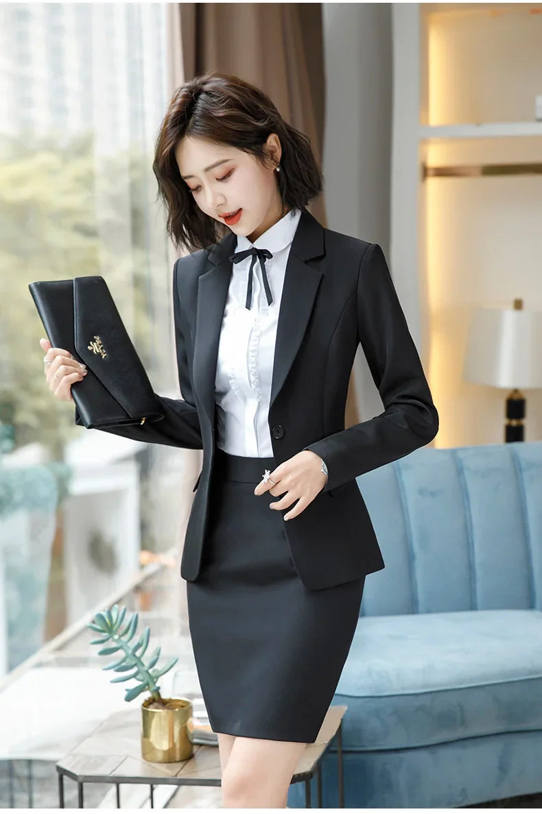 NAVIU New Fashion 2 Pieces Set Women Pant Suit Slim Work Wear Office Ladies Long Sleeve Blazer and Trousers Outfits