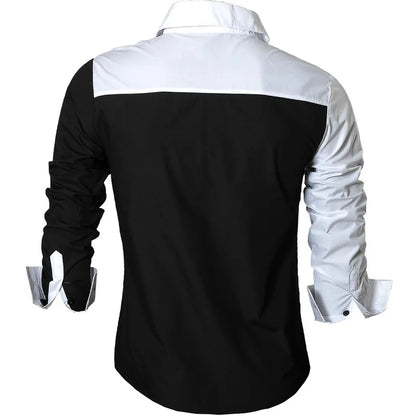 Jeansian Men's Casual Dress Shirts Fashion Desinger Stylish Long Sleeve K371 Black2