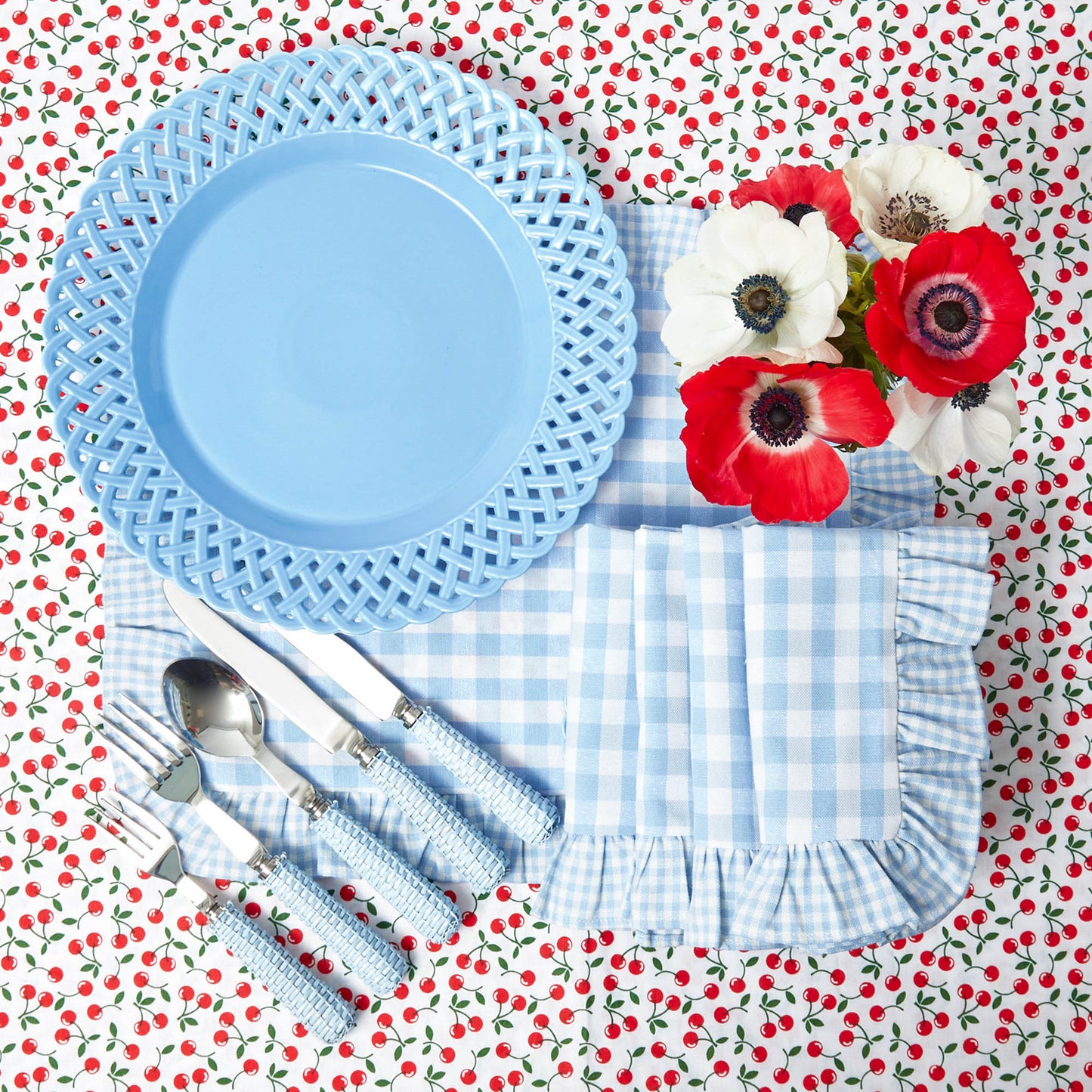 Blue Basketweave Dinner & Starter Plates (Set of 8)