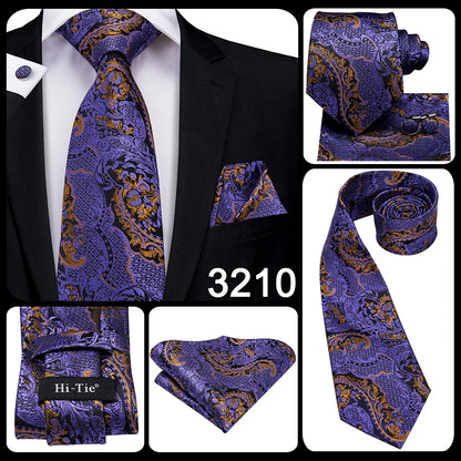 Hi-Tie 8.5cm Business Black Solid Paisley 100% Silk Men's Tie Neck Strip Ties for Men Formal Luxury Wedding Neckties Gravatas