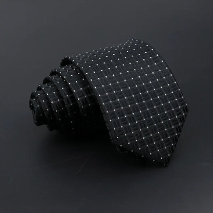 Classic Tie For Men Business Solid Color Stripe Plaid Dots 7cm Jacquard Wedding Dress Necktie Daily Wear Cravat Accessories Gift