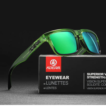 KDEAM Square Men's Polarized Sunglasses Outdoors Lifestyle Coating Sun Glasses New Matching Colors With Box