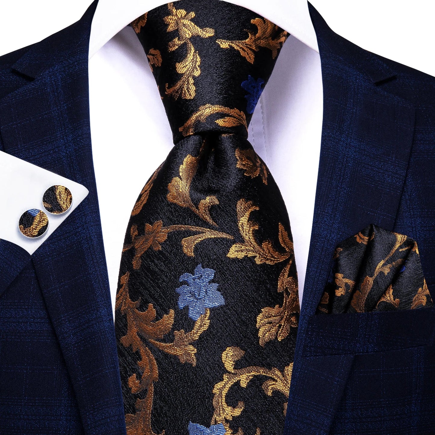 Hi-Tie 8.5cm Business Black Solid Paisley 100% Silk Men's Tie Neck Strip Ties for Men Formal Luxury Wedding Neckties Gravatas