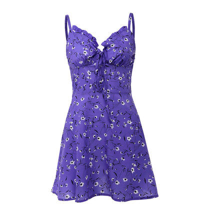 Sexy Sheath Floral Print Suspender Dresses For Women's Ladies Thin Straped Boycon off Shoulder Mini Dress Casual Daily Wear