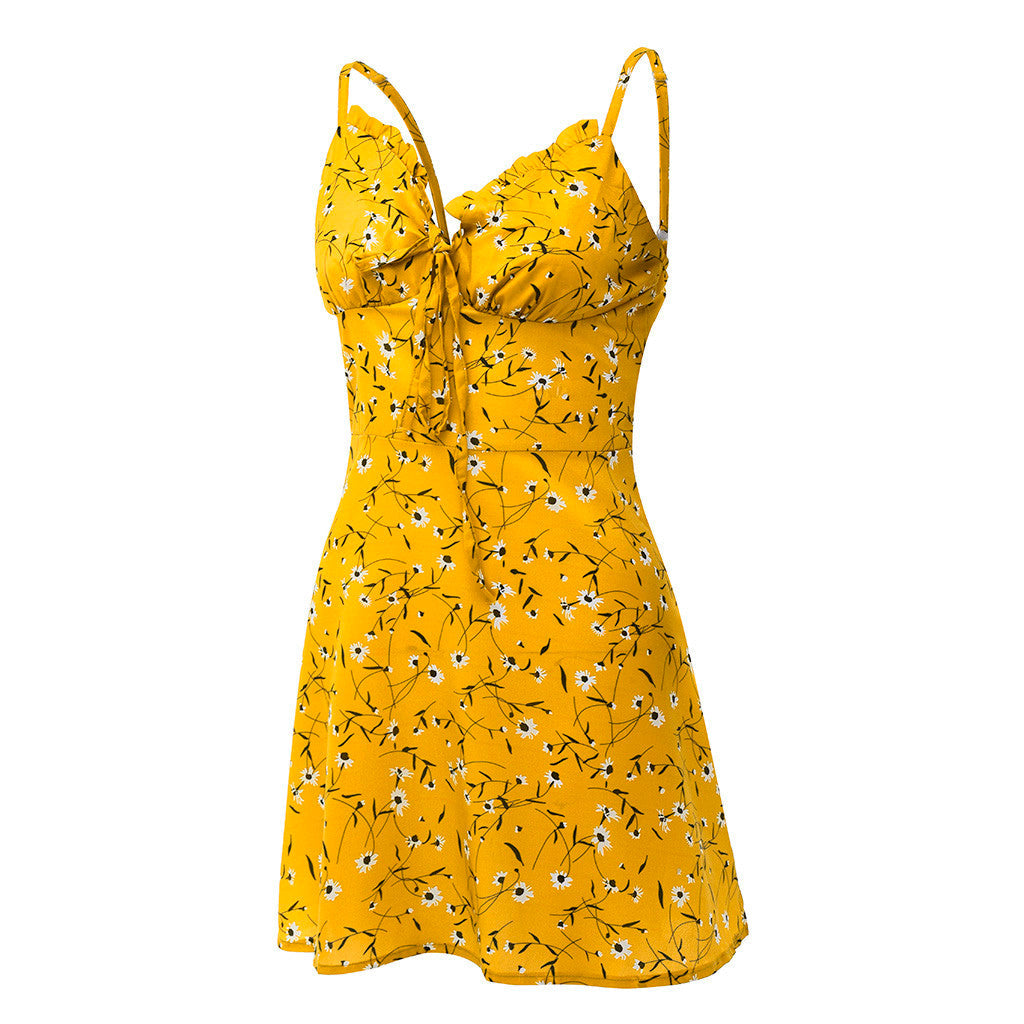 Sexy Sheath Floral Print Suspender Dresses For Women's Ladies Thin Straped Boycon off Shoulder Mini Dress Casual Daily Wear
