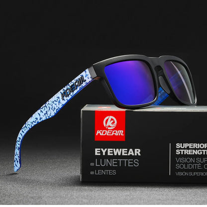 KDEAM Square Men's Polarized Sunglasses Outdoors Lifestyle Coating Sun Glasses New Matching Colors With Box