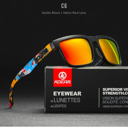 KDEAM Square Men's Polarized Sunglasses Outdoors Lifestyle Coating Sun Glasses New Matching Colors With Box
