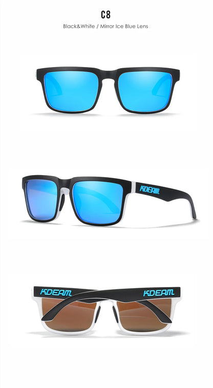 KDEAM Square Men's Polarized Sunglasses Outdoors Lifestyle Coating Sun Glasses New Matching Colors With Box