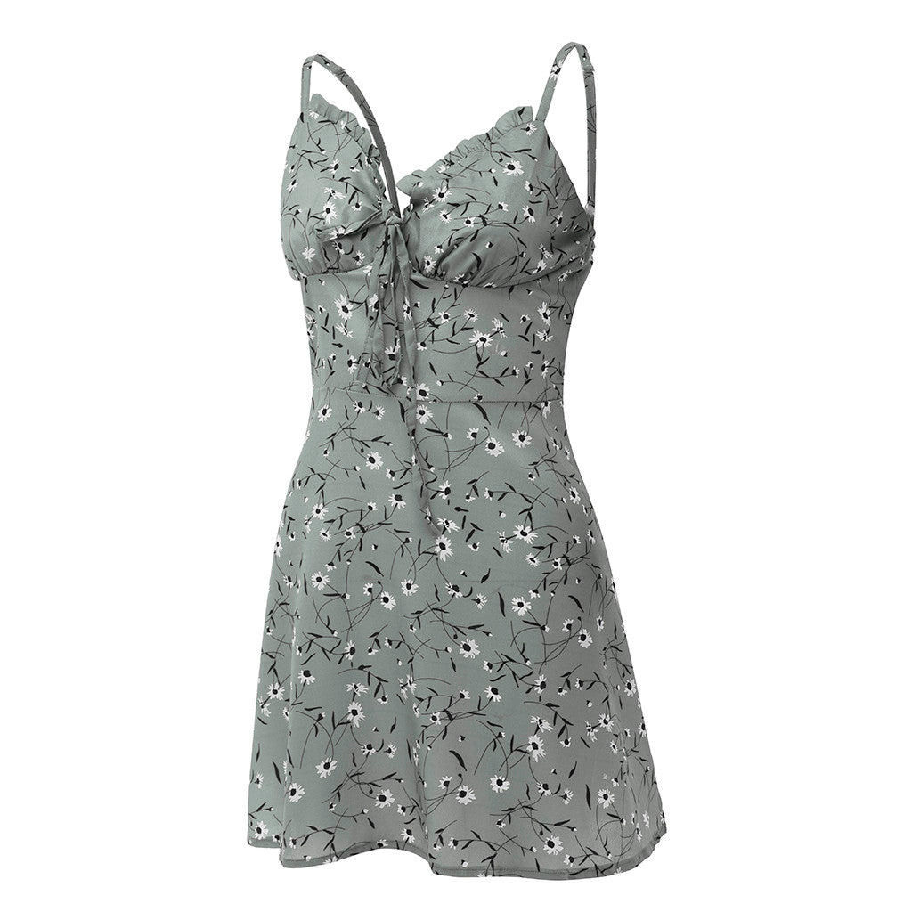 Sexy Sheath Floral Print Suspender Dresses For Women's Ladies Thin Straped Boycon off Shoulder Mini Dress Casual Daily Wear