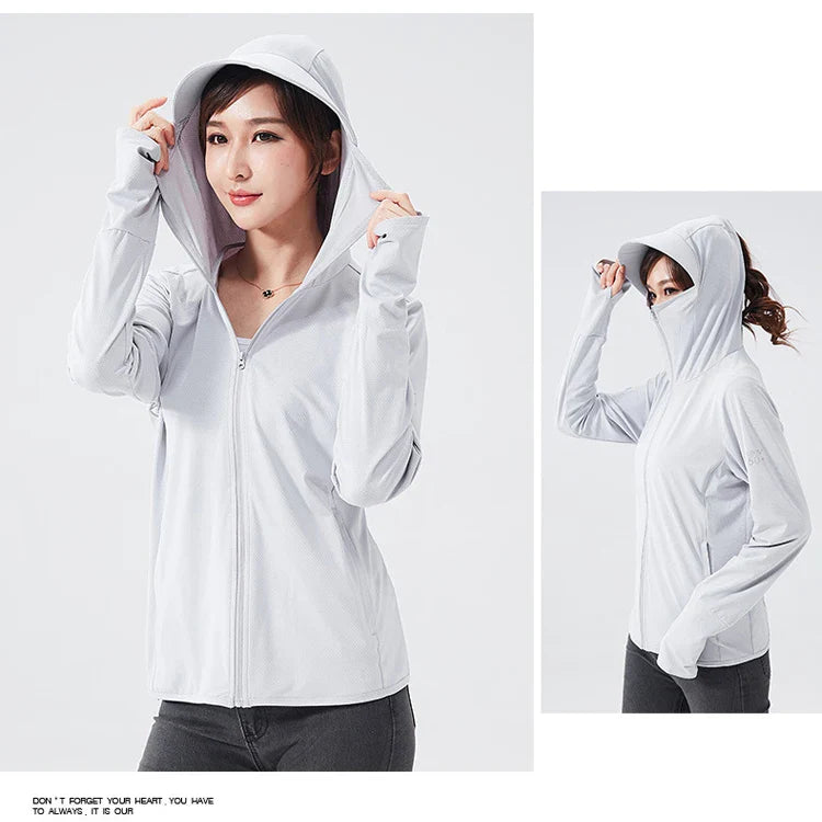 TRVLWEGO Summer Women Men Fishing Shirt UV Proof Coat Quick Dry Thin Sunscreen UPF50+ Outwear Hooded Cycling Beach Clothes