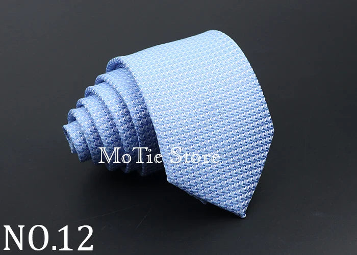 Classic Tie For Men Business Solid Color Stripe Plaid Dots 7cm Jacquard Wedding Dress Necktie Daily Wear Cravat Accessories Gift