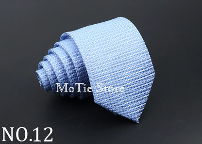 Classic Tie For Men Business Solid Color Stripe Plaid Dots 7cm Jacquard Wedding Dress Necktie Daily Wear Cravat Accessories Gift