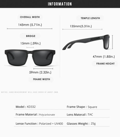 KDEAM Square Men's Polarized Sunglasses Outdoors Lifestyle Coating Sun Glasses New Matching Colors With Box