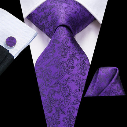 Hi-Tie Light Purple Solid Silk Wedding Tie For Men Quality Hanky Cufflink Gift Necktie Set Fashion Novelty Designer Dropshipping