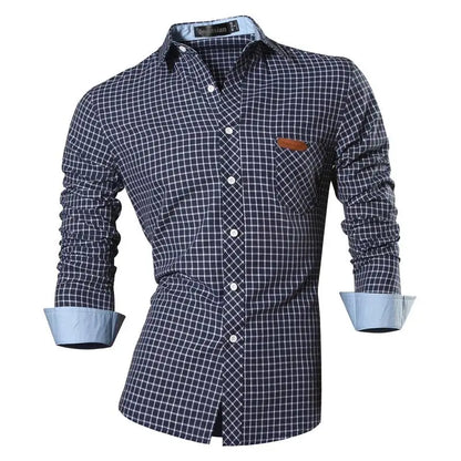 Jeansian Men's Casual Dress Shirts Fashion Desinger Stylish Long Sleeve K371 Black2