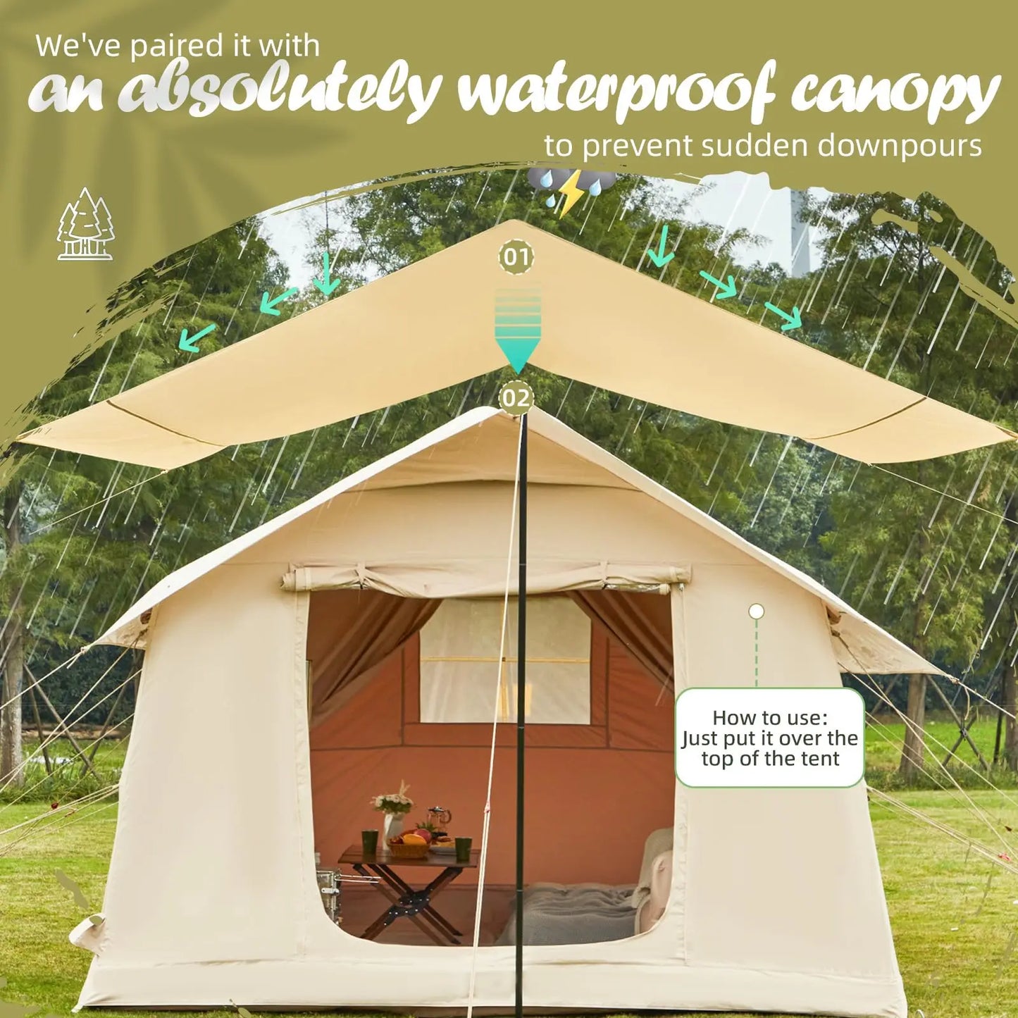 Custom Heavy Duty Portable Oxford Cloth Inflatable Camping Tent Waterproof Outdoor Air Pole Tent with Air Pump
