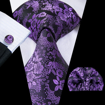Hi-Tie Light Purple Solid Silk Wedding Tie For Men Quality Hanky Cufflink Gift Necktie Set Fashion Novelty Designer Dropshipping