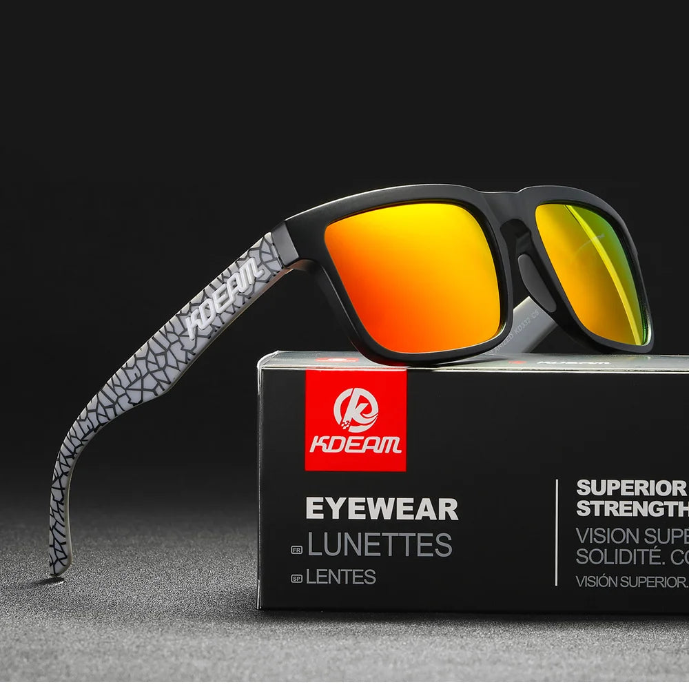 KDEAM Square Men's Polarized Sunglasses Outdoors Lifestyle Coating Sun Glasses New Matching Colors With Box